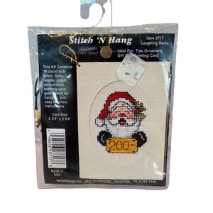 NeedleMagic‎ Stitch N Hang Laughing Santa Counted Cross Stitch Kit 3717 Vintage